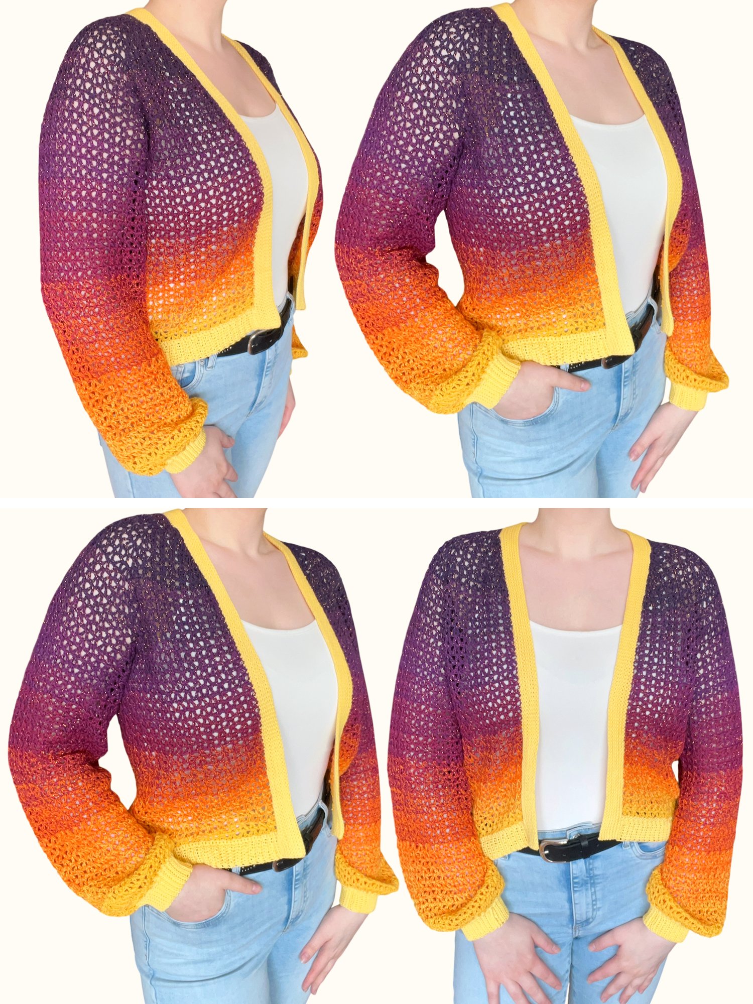 Crochet Pattern: Long Sleeve V-Stitch Cardigan with Ombré Yarn, Made to Measure product image (2)