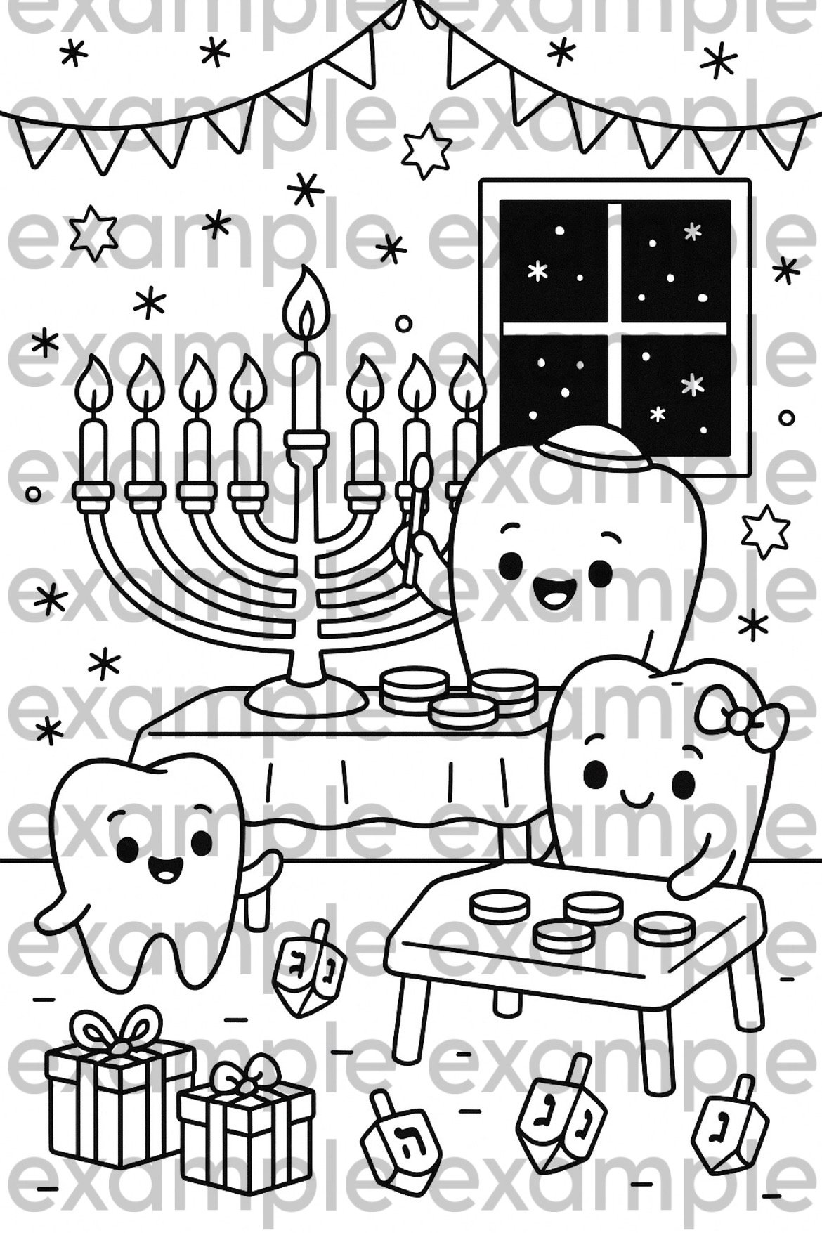 Floss-tival of Lights Hannukah Coloring pages product image (2)