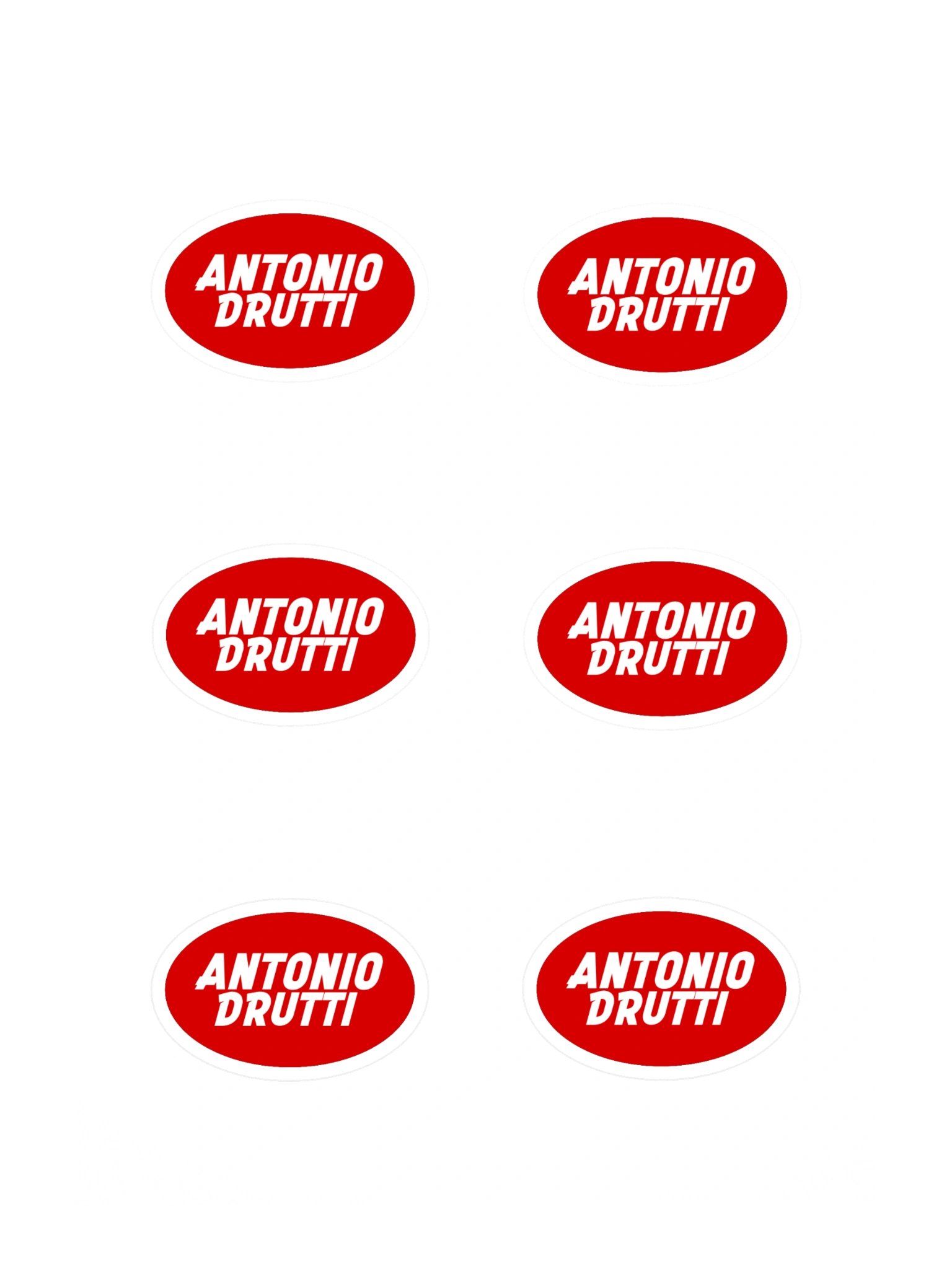 Antonio Drutti Red Oval Logo Sticker Sheet, 6 Stickers product image (3)