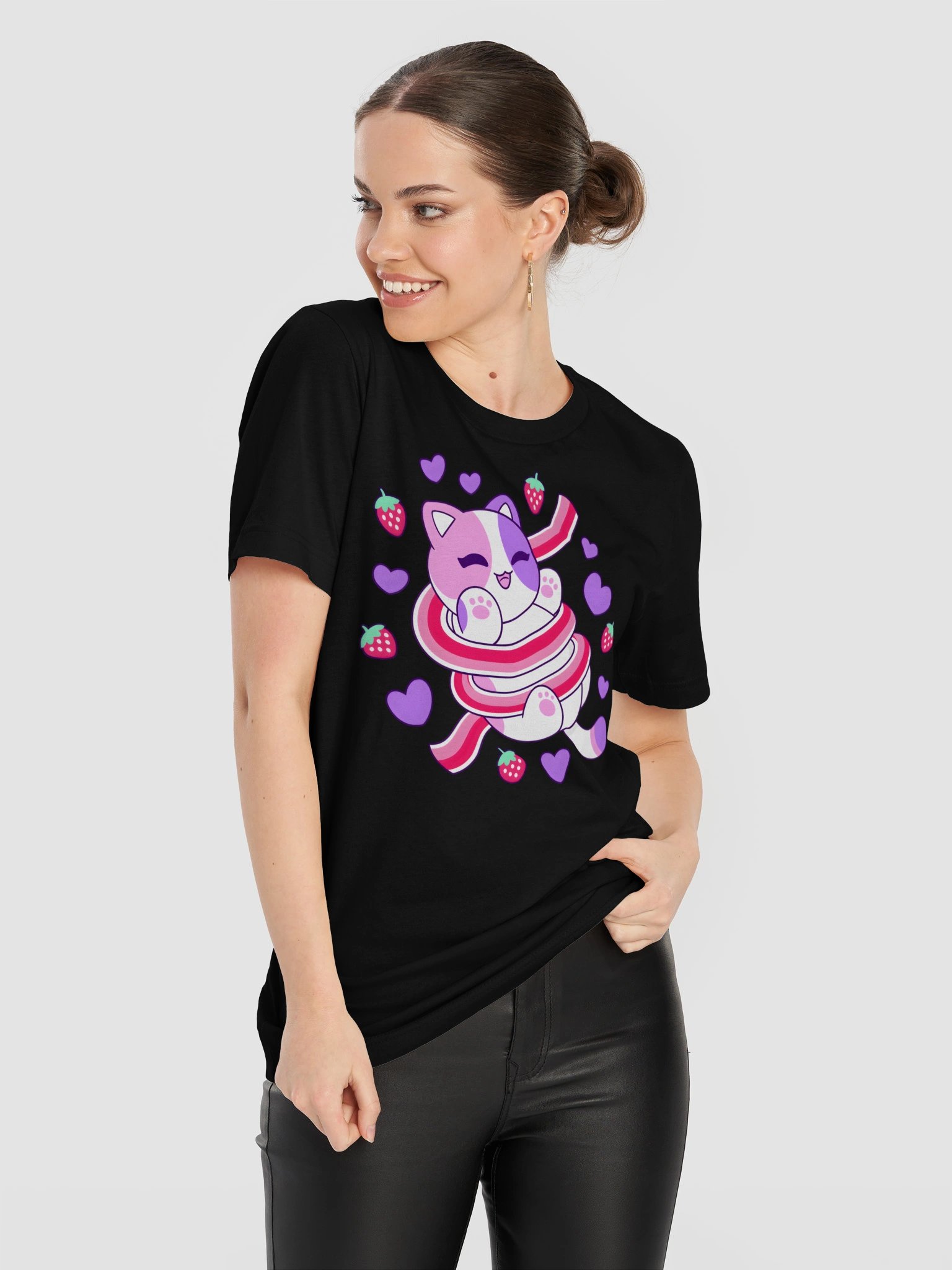 Meemeows Strawberry Cat T-Shirt – Cute Kawaii Candy Kitty product image (11)