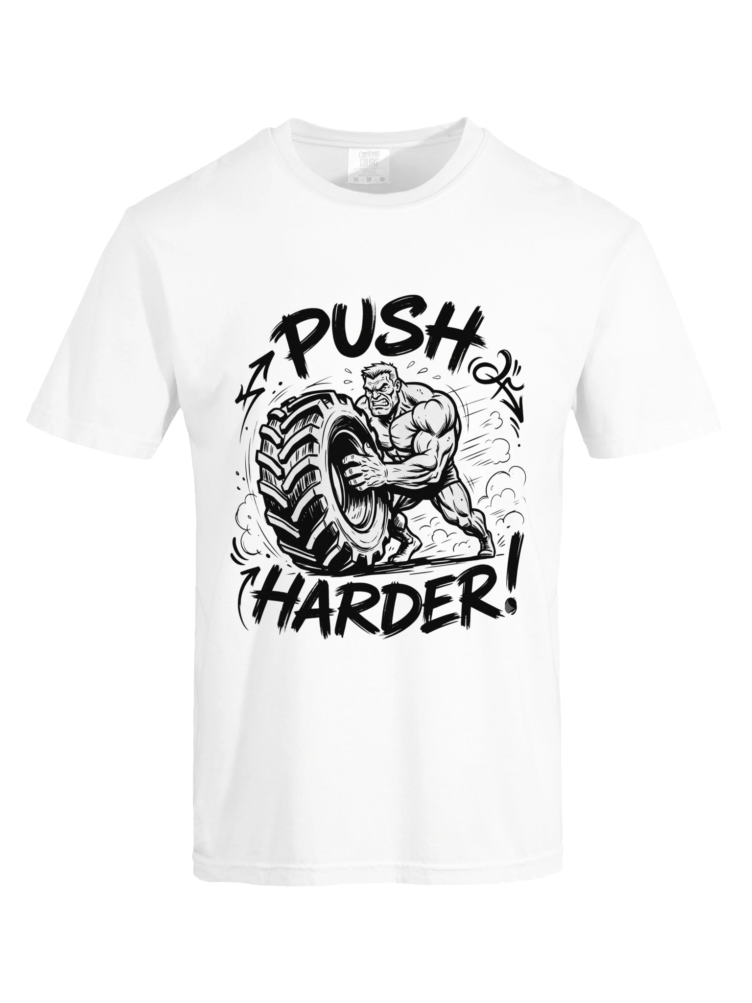 Push Harder Tire Flip Gym T-Shirt | Bold Bodybuilder Motivation Tee product image (5)