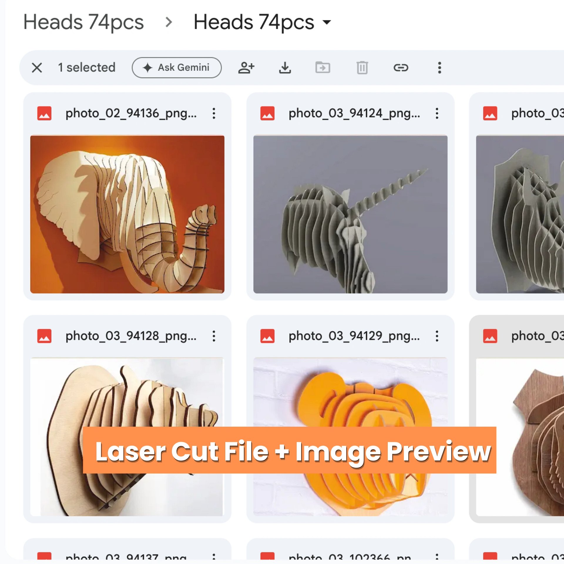 65+ 3D Animal Head Laser Cut Bundle | Wooden Wall Art SVG, DXF & AI Files product image (3)