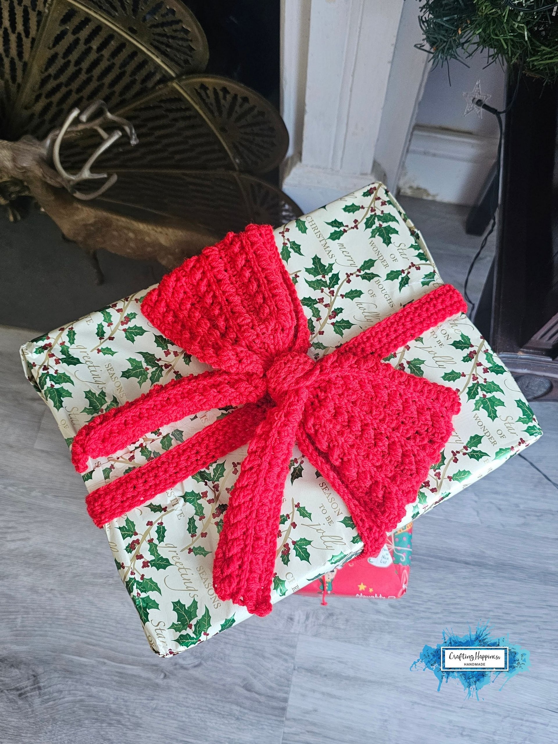 CROCHET PATTERNS + VIDEO | Christmas Crochet Pattern Bundle pdf | Stocking Bow Bauble | Moon Fern Christmas Collection | Holiday Decor Everbee logo Analyze listing Crafting Happiness product image (8)