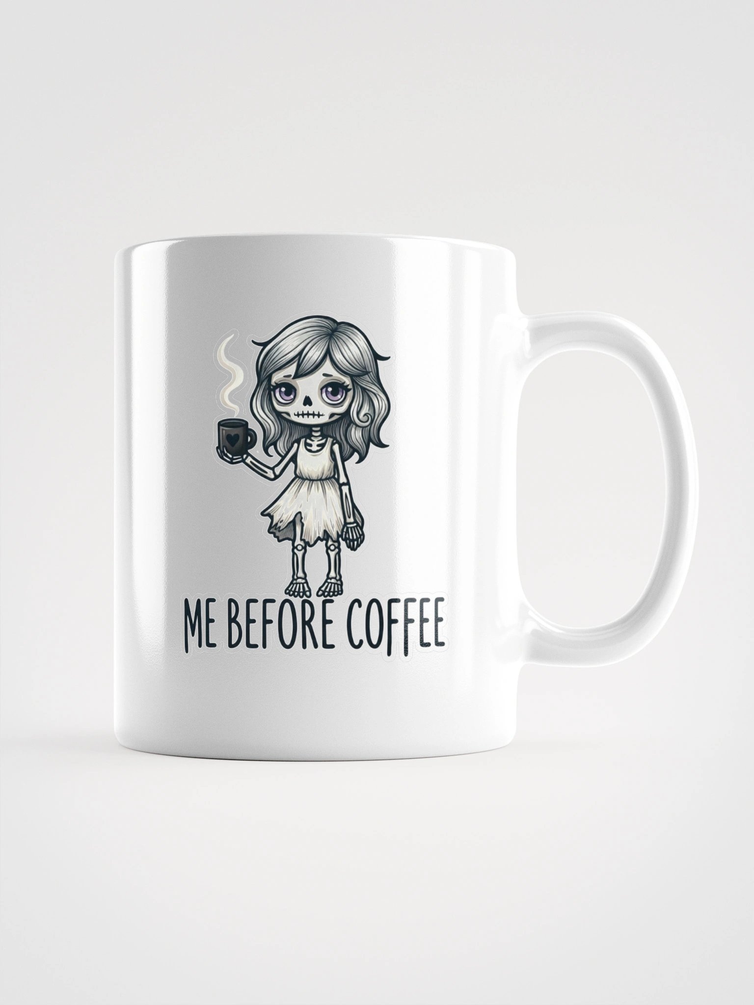 "Me Before Coffee" Skeleton Girl Mug | Me Before Coffee Collection product image (4)