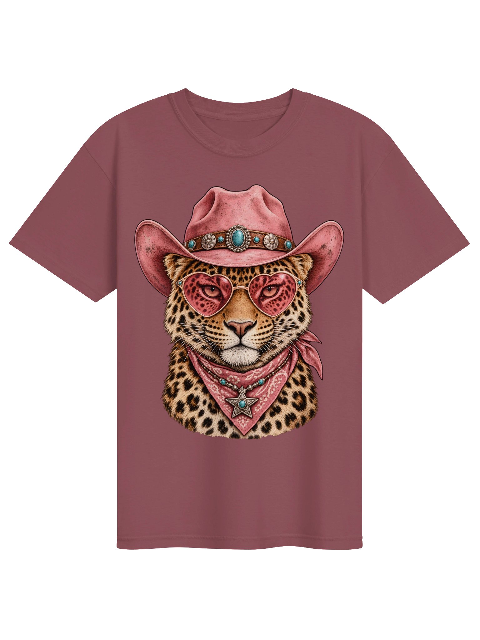 Pink Cowgirl Leopard with Heart Sunglasses Western Art product image (1)