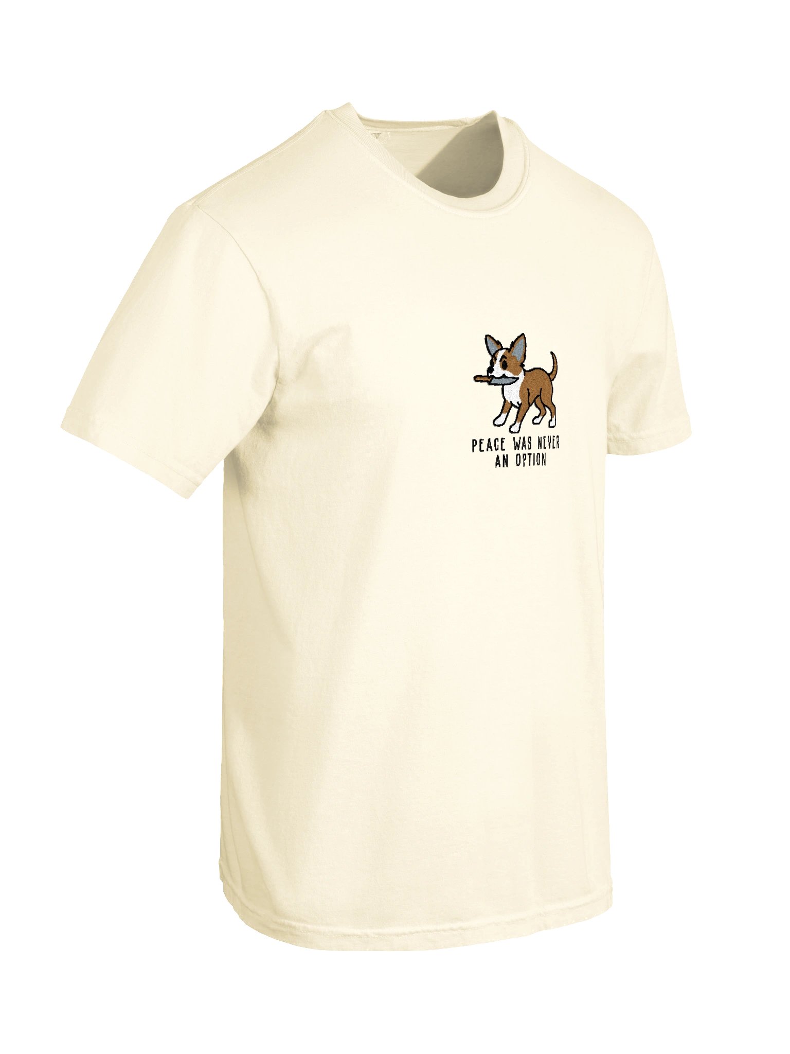 Peace Was Never an Option Funny Chibi-Style Embroidered T-Shirt for Chihuahua(Tan) Owners product image (118)