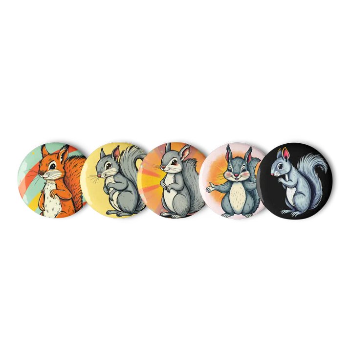 Whimsical Squirrel Pin Button Set product image (1)