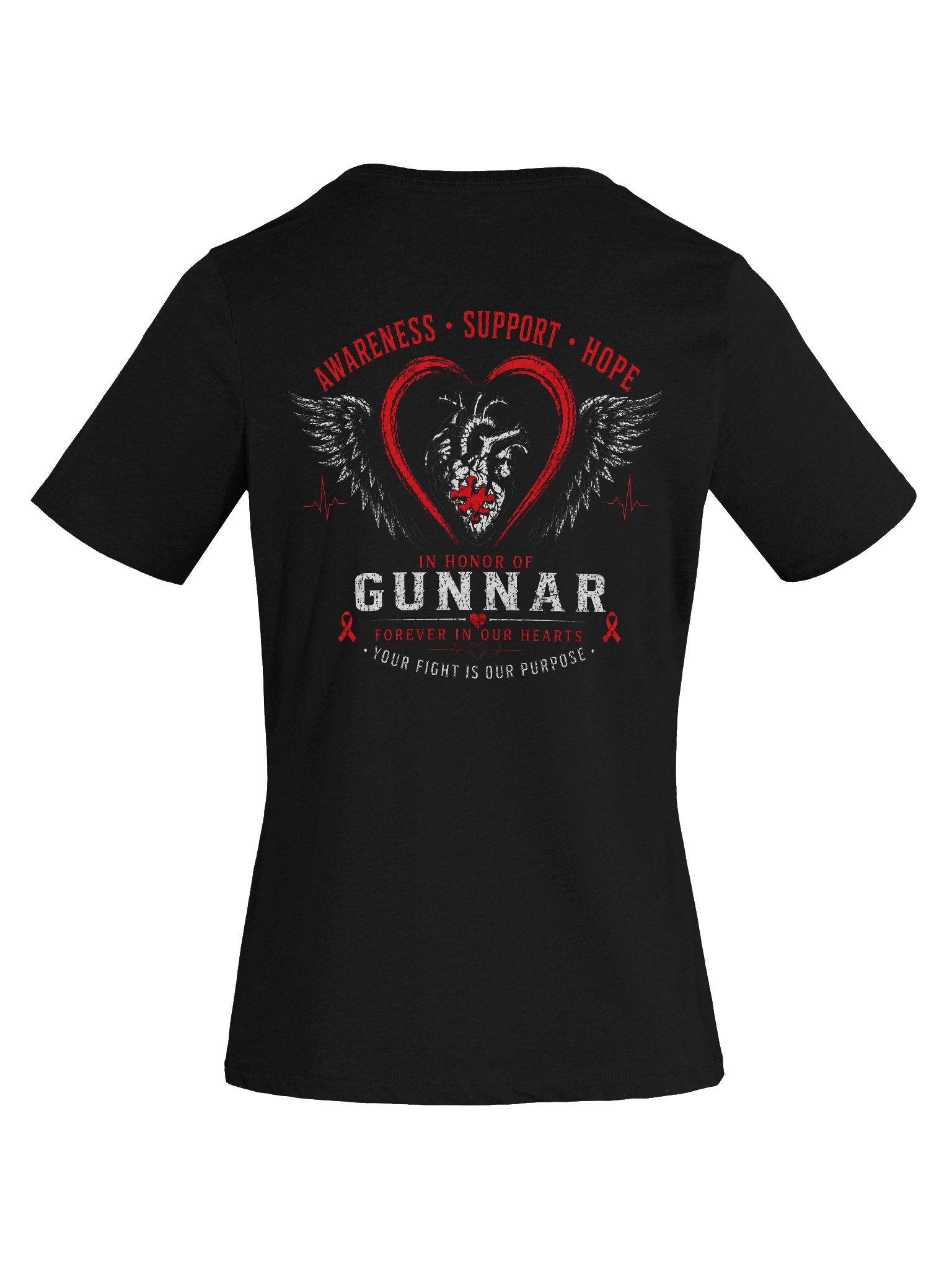 Women's V Neck Gunnar's Memorial CHD Shirt (Back Only) product image (2)