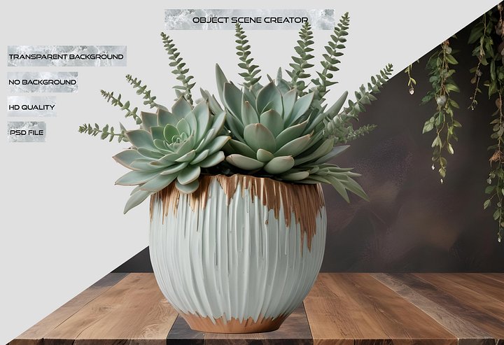 Gatsby Grace – Art Deco Succulent Vase PNG product image (2)