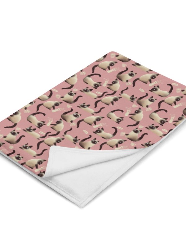 Bad Siamese Cats Knocking Stuff Over Throw Blanket, Pink product image (13)