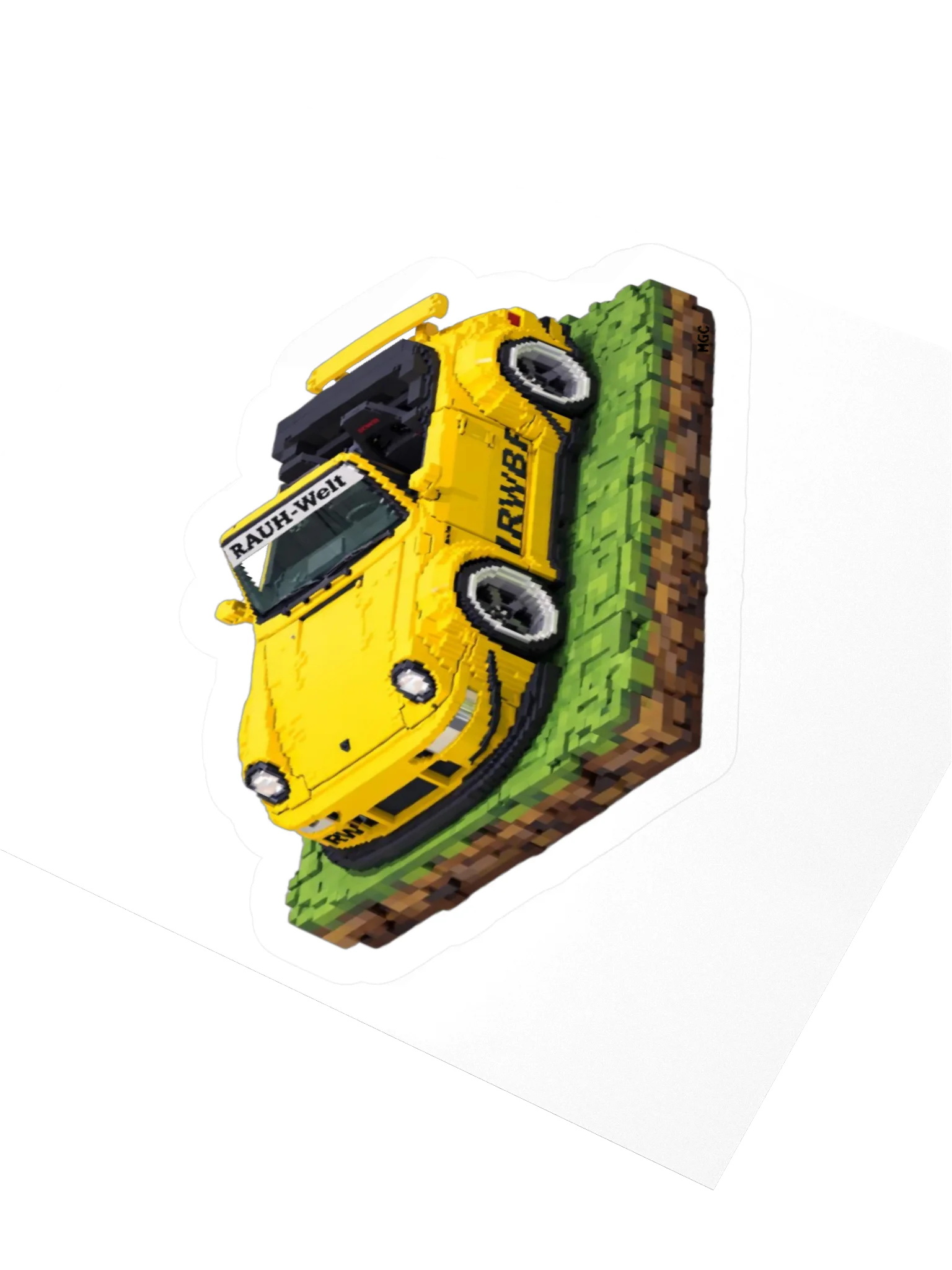 Speed Yellow Porsche 993 RWB "Nohra" Rauh-Welt Begriff Sticker (Pixel, Retro, Minecraft) product image (3)