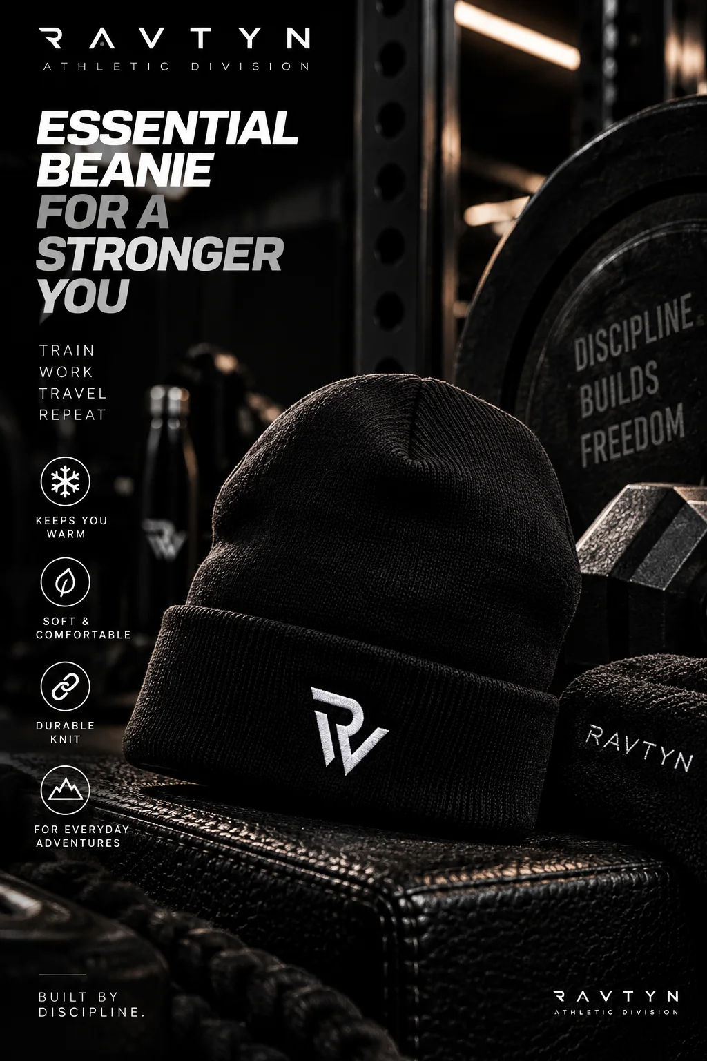 RAVTYN Essential Cuffed Beanie — Black product image (1)