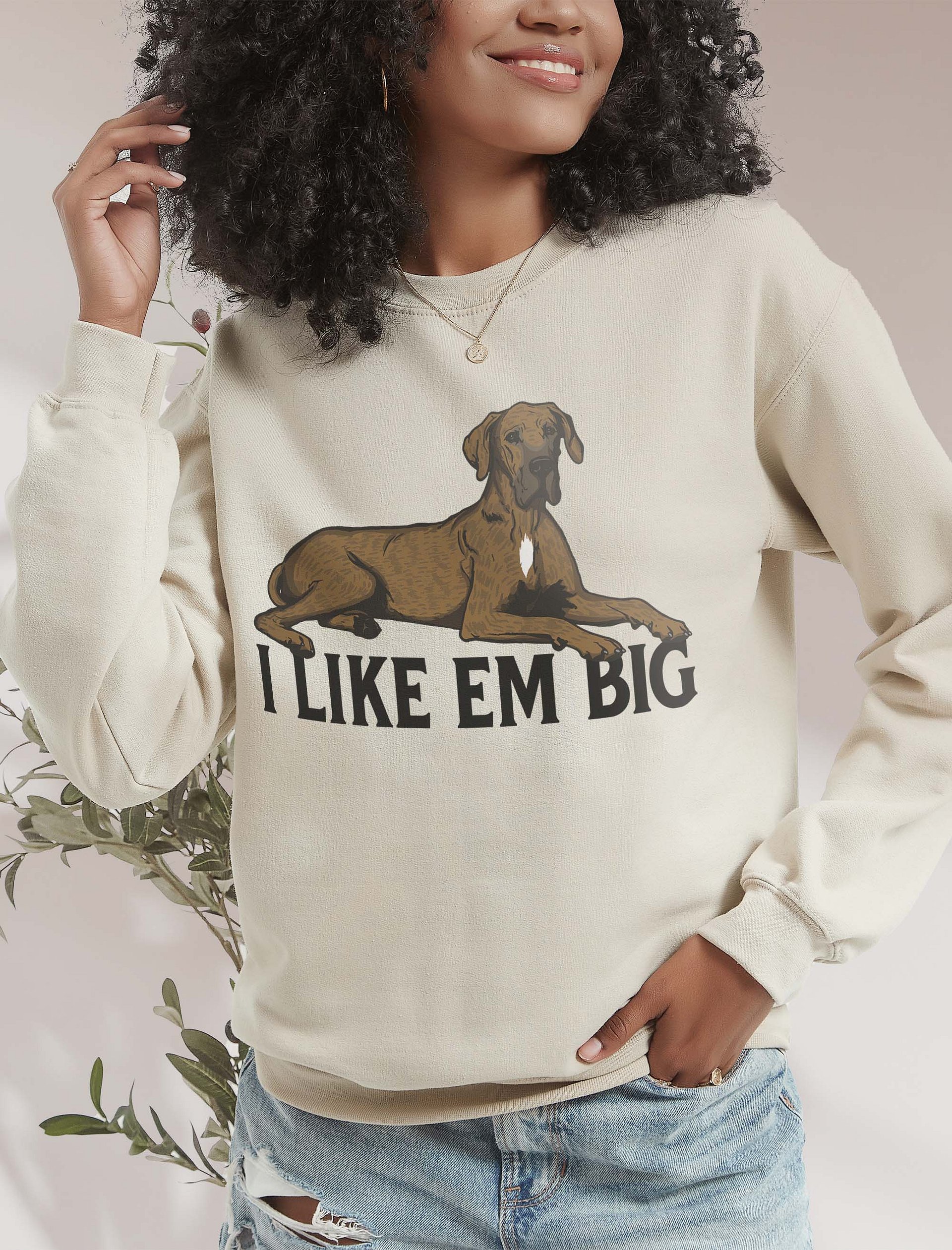 I Like Em Big Sweathirt of a Great Dane (Brindle) | Funny Shirt for Great Dane Paw-rents product image (2)