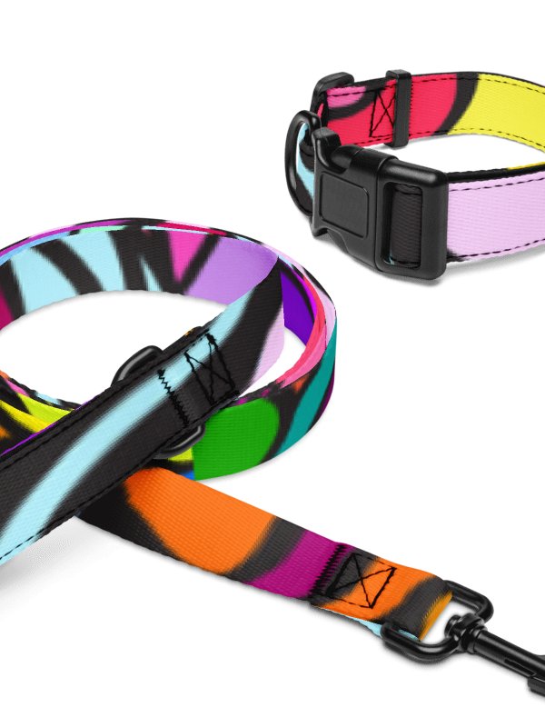 Vibrant Stripes Pet Collar & Leash Set - Wave at Sunset product image (8)