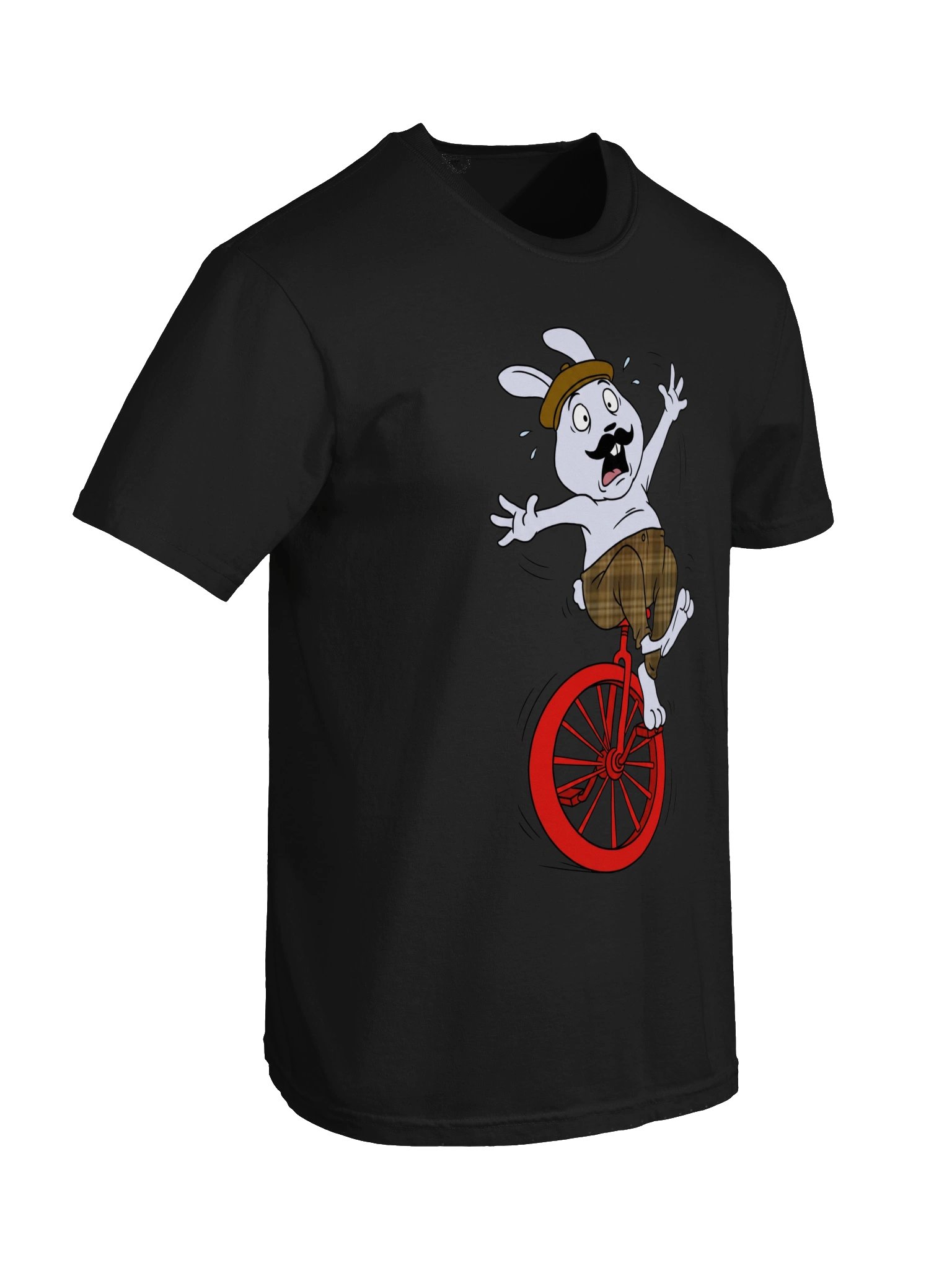 Wobbly Unicycle Bunny T-Shirt – Funny Panic Mode Unisex Tee product image (77)