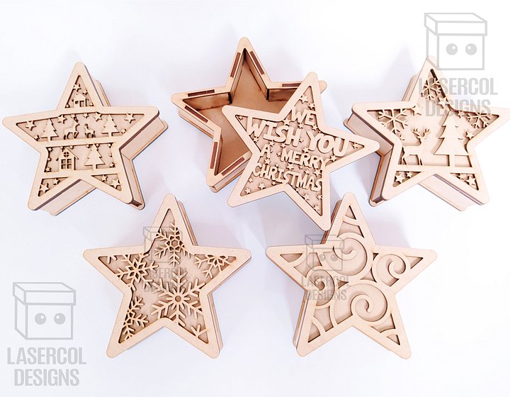 Christmas Star Box (2 Sizes, 5 Styles) - Laser Cut Files product image (2)