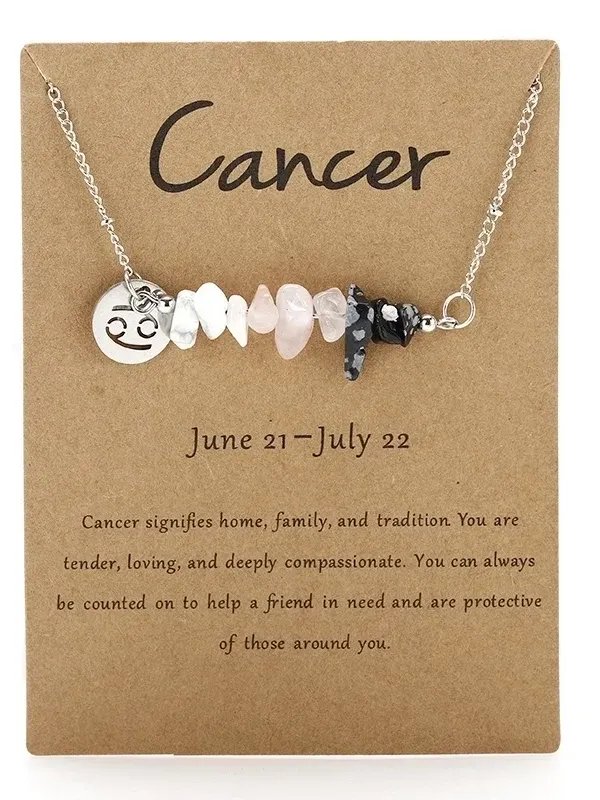 Minimalist Zodiac Stone Pendant Necklace – Stainless Steel, Adjustable, & Meaning-Filled product image (1)