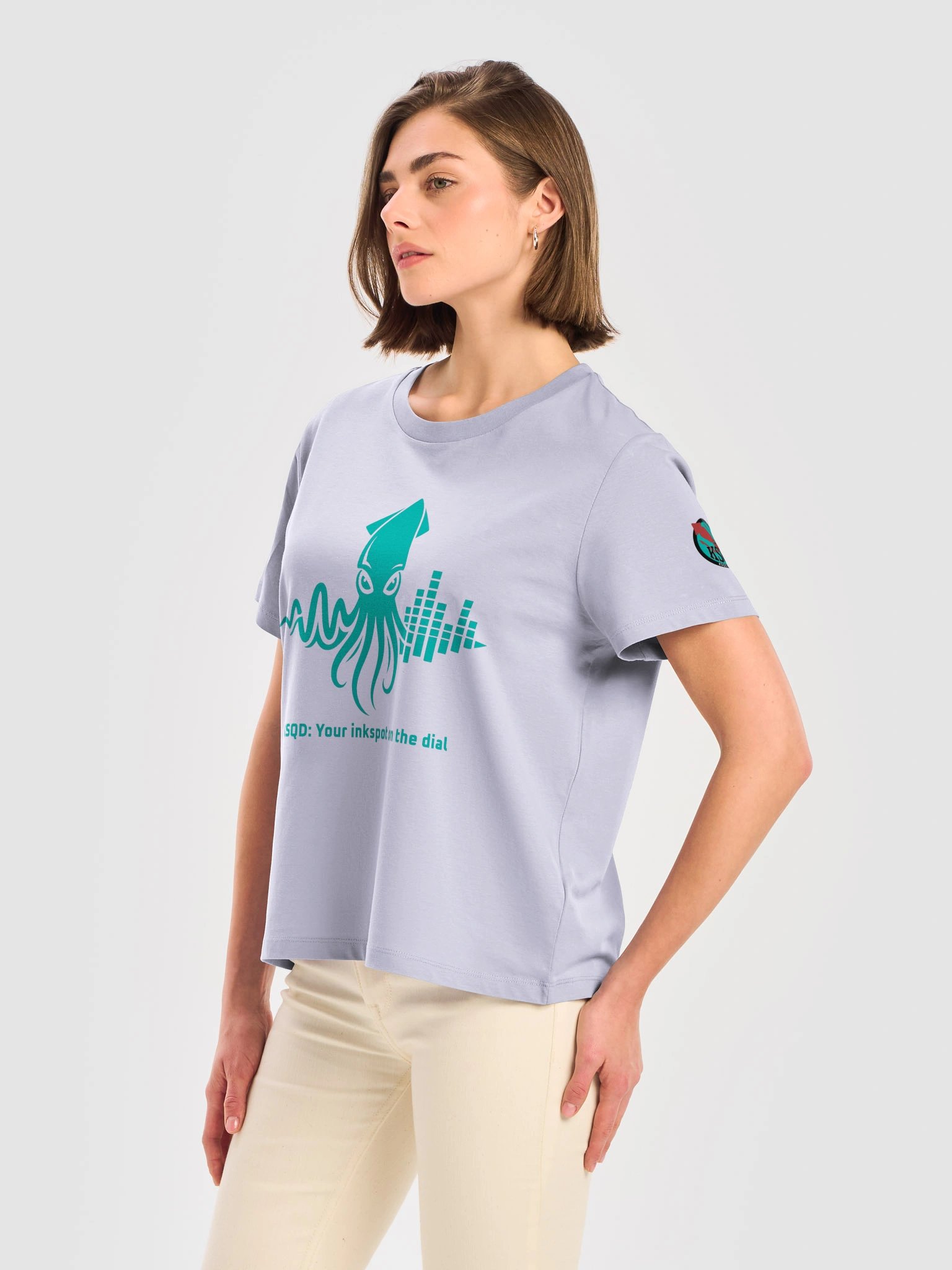 KSQD “Inkspot Soundwave” Organic Ribbed Neck T-Shirt (Blue Squid) product image (1)