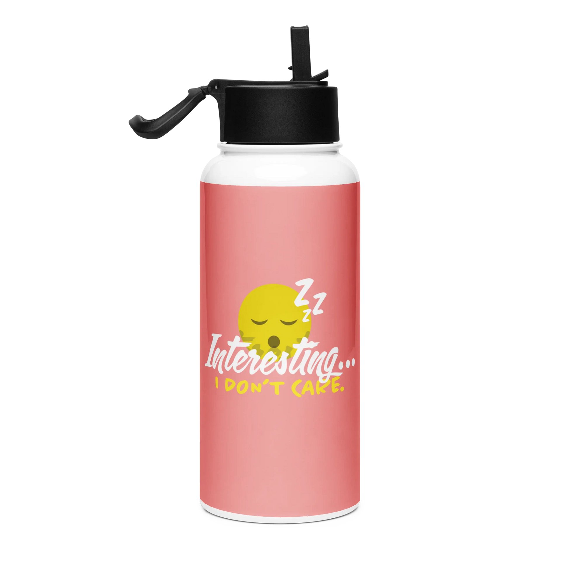 "I Don't Care" Stainless Steel Water Bottle (Pink) product image (2)