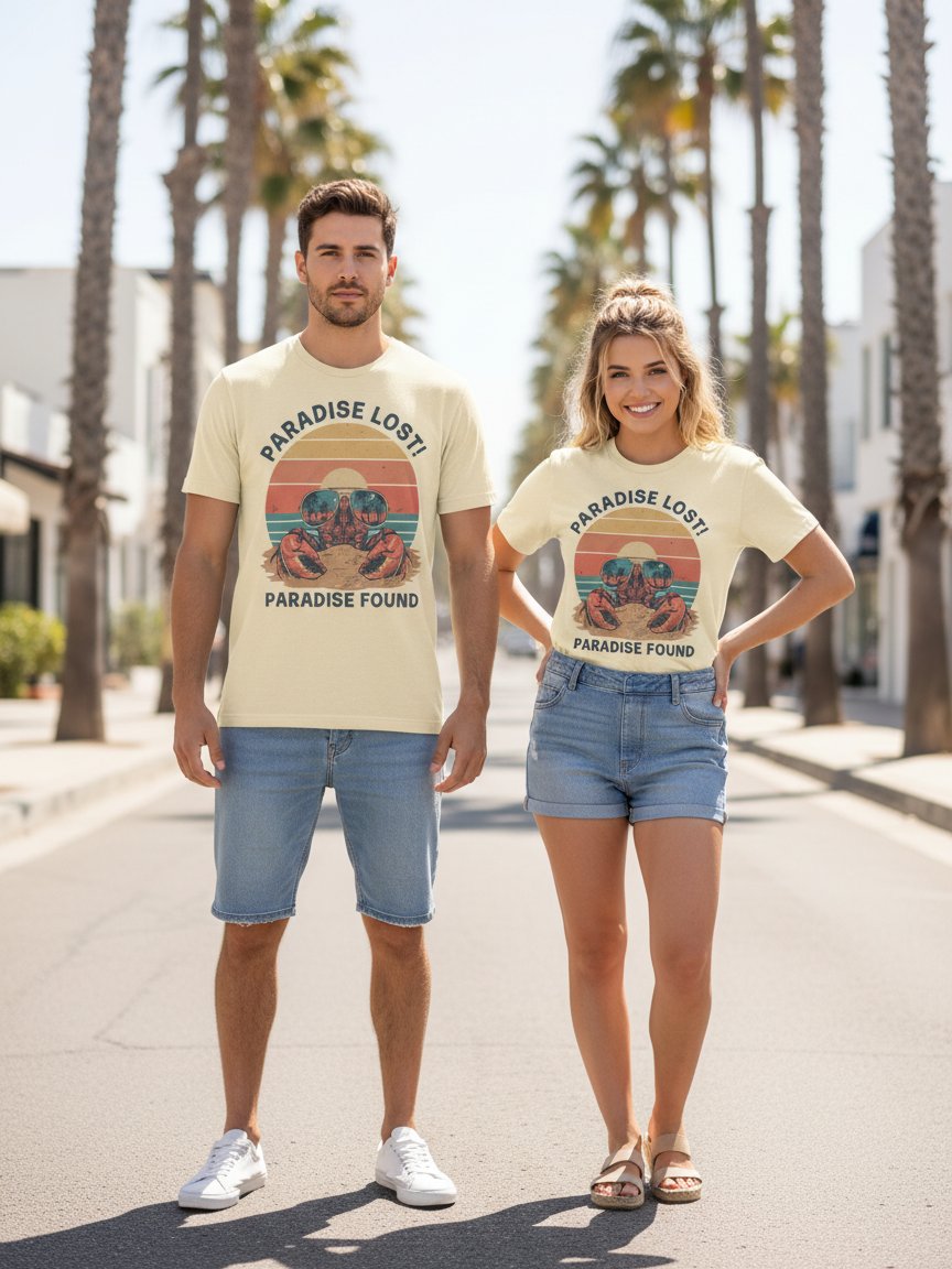 Paradise Found T-Shirt | Retro Lobster Beach Tee product image (3)