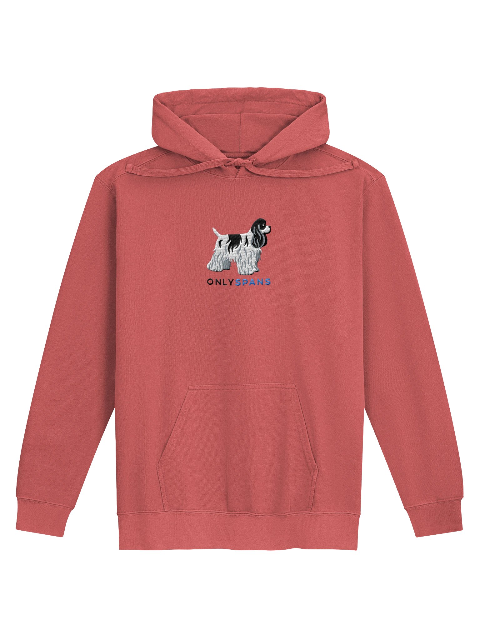 Only Spans Premium Hoodie (Embroidered) of an American Cocker Spaniel(Parti Black & White) product image (5)