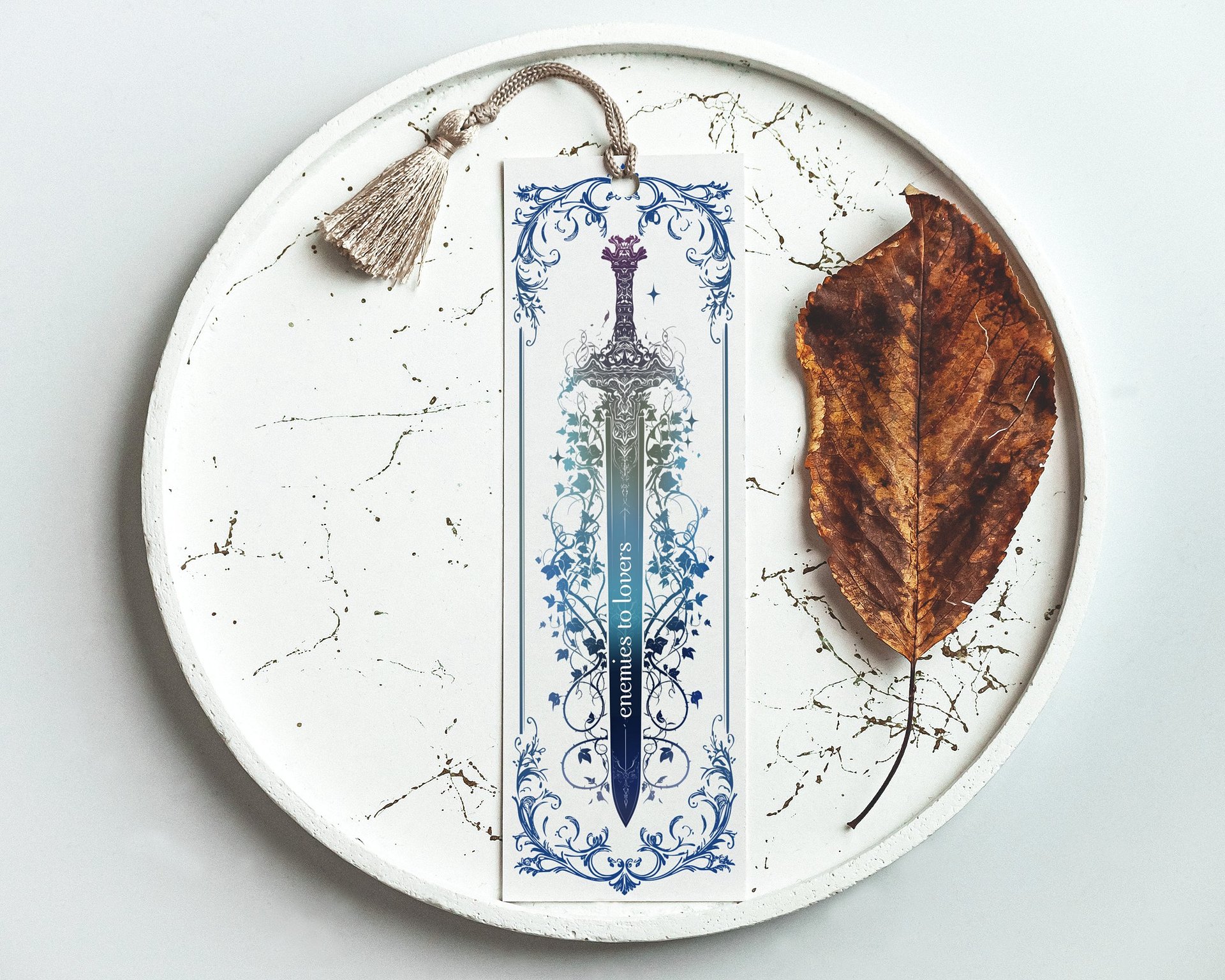 Chinoiserie Toile Enemies To Lovers Fantasy Reader Sword Bookmark PNG, Printable Bookmarks, Instant Digital Download, DIY Gift for Reader product image (6)