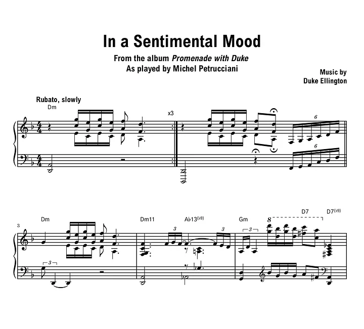 Michel Petrucciani - In a Sentimental Mood (Promenade with Duke) - Sheet music (PDF) product image (1)