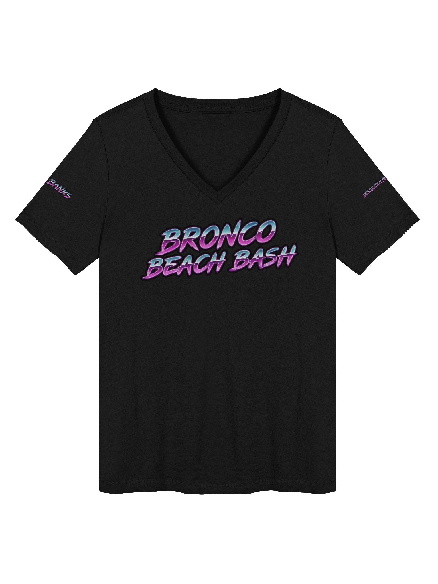 2026 Bronco Beach Bash OBX / Destination Bigfoot Bronco Collab V-Neck Bella+Canvas Supersoft T-Shirt (Multiple Colors Available) product image (3)