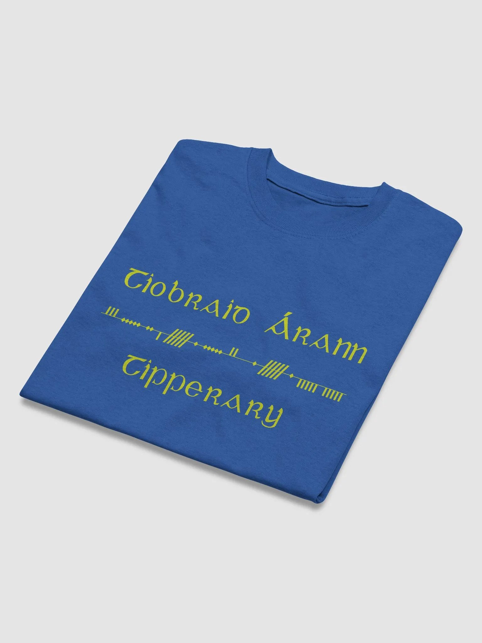 Tipperary/Tiobraid Árann Scholastic style Ogham, Blue or Navy, printed T-shirt product image (4)