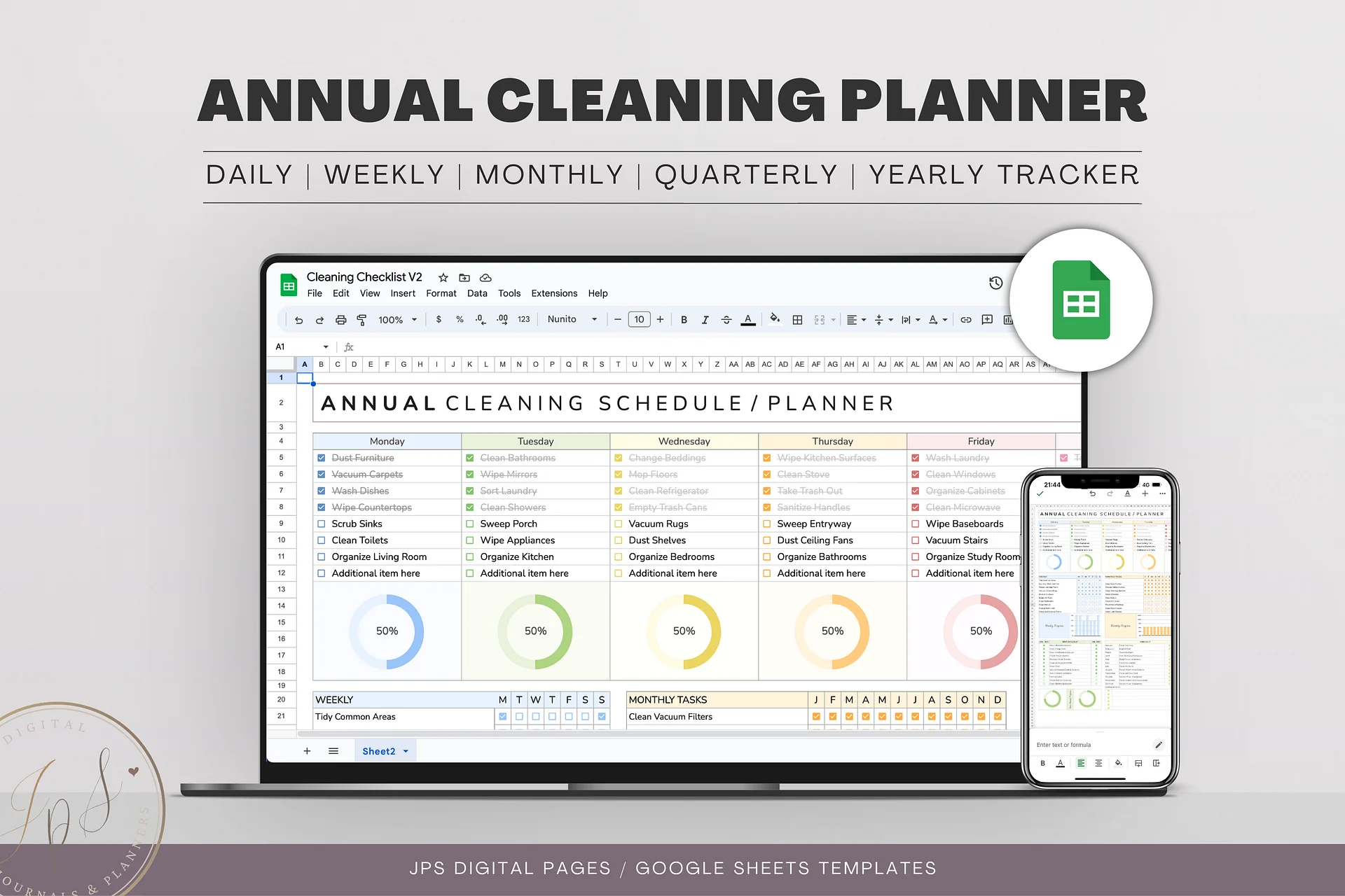 Comprehensive Cleaning Checklist Template - Google Sheets Template product image (1)