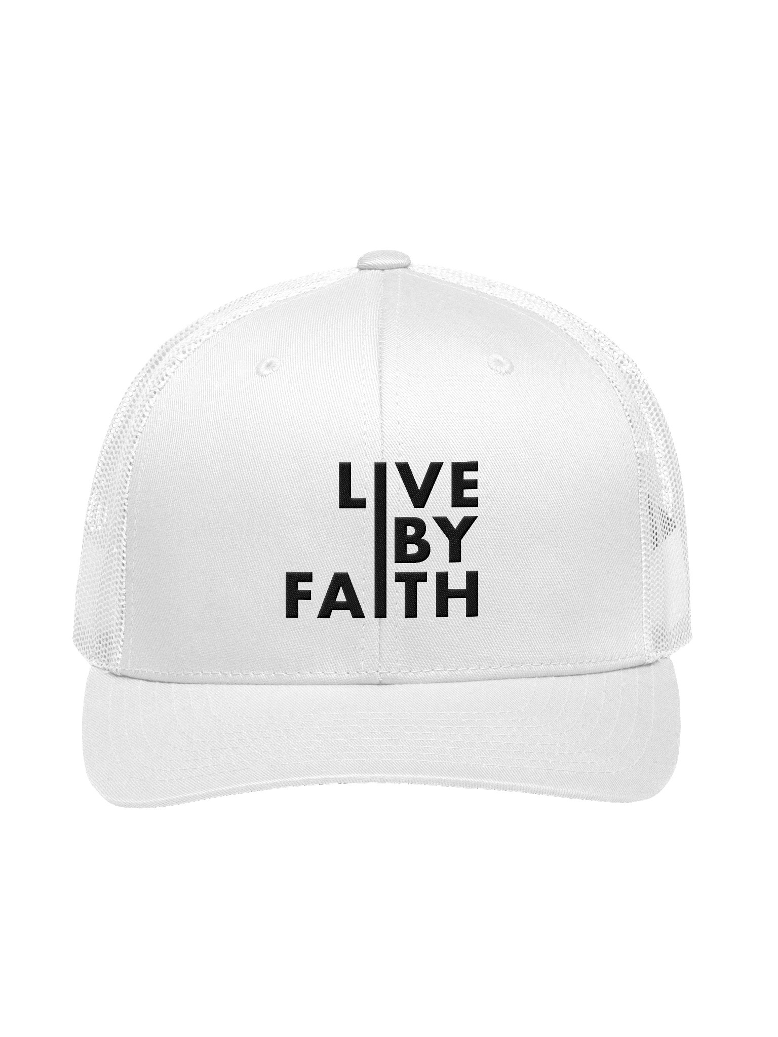 Live By Faith • Trucker Cap (Black Embroidery) product image (3)