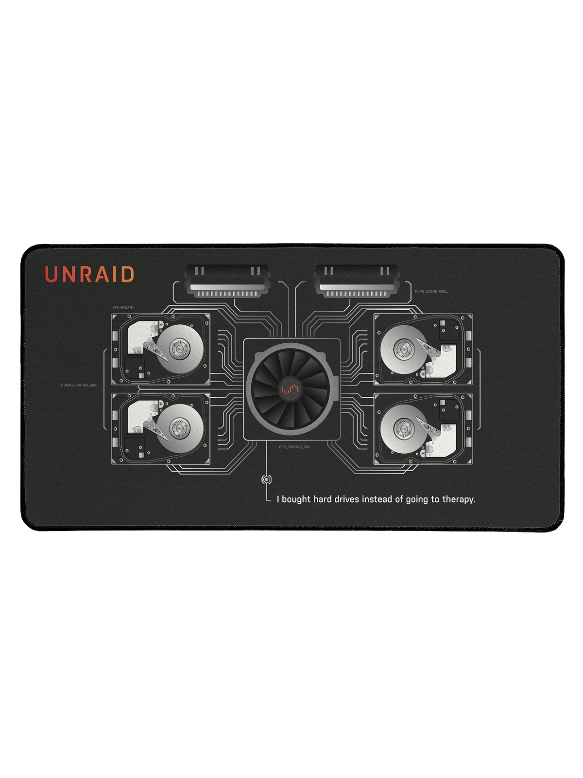 Unraid Command Center Desk Mat (Therapy Edition) | Unraid Merch Store