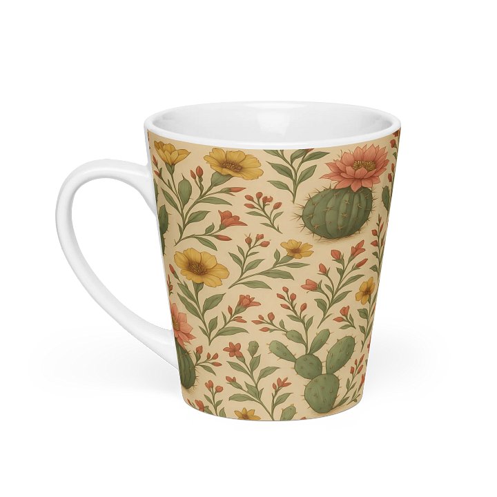 Desert Cactus Latte Mug – 12 oz Ceramic Coffee Cup with Succulent and Bloom product image (1)