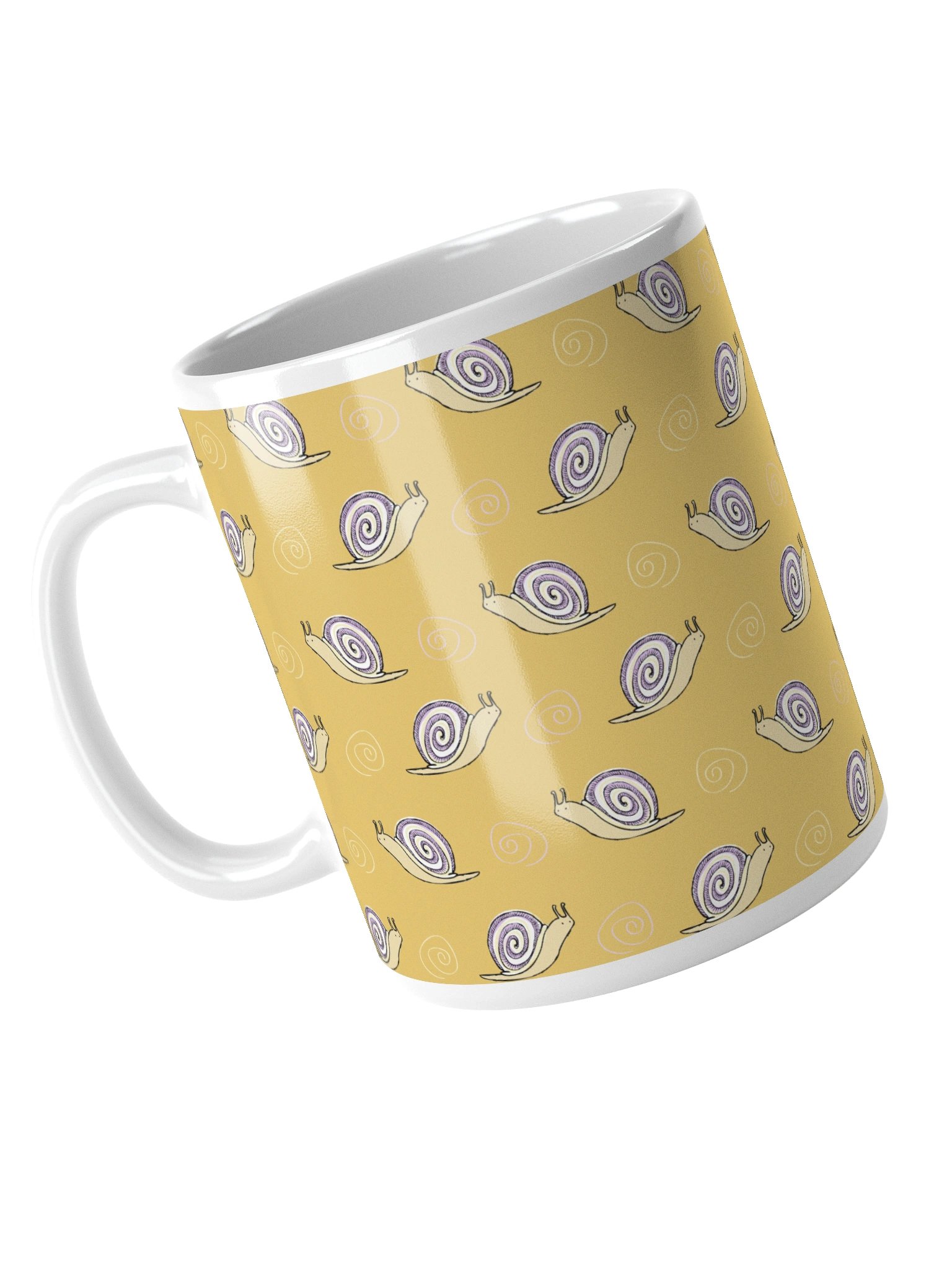 Snails Doodle Patterned Mug, Yellow product image (4)