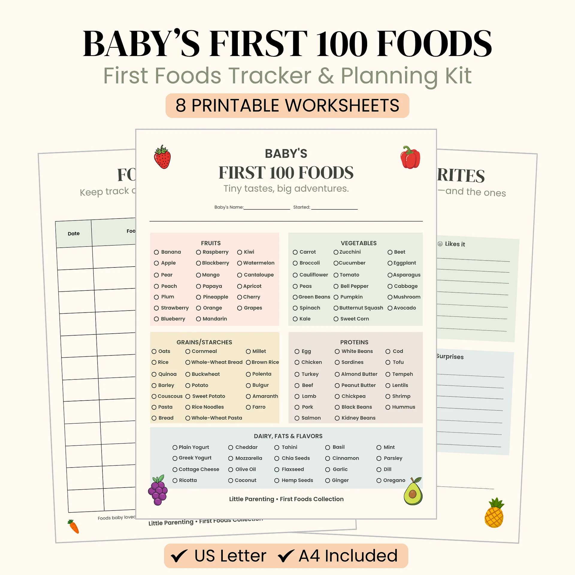 Baby’s First 100 Foods Printable | Baby Food Tracker & Meal Planning Kit product image (1)