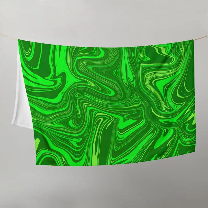 Throw Blanket - Different Shades of Green Digital Fluid Art product image (2)