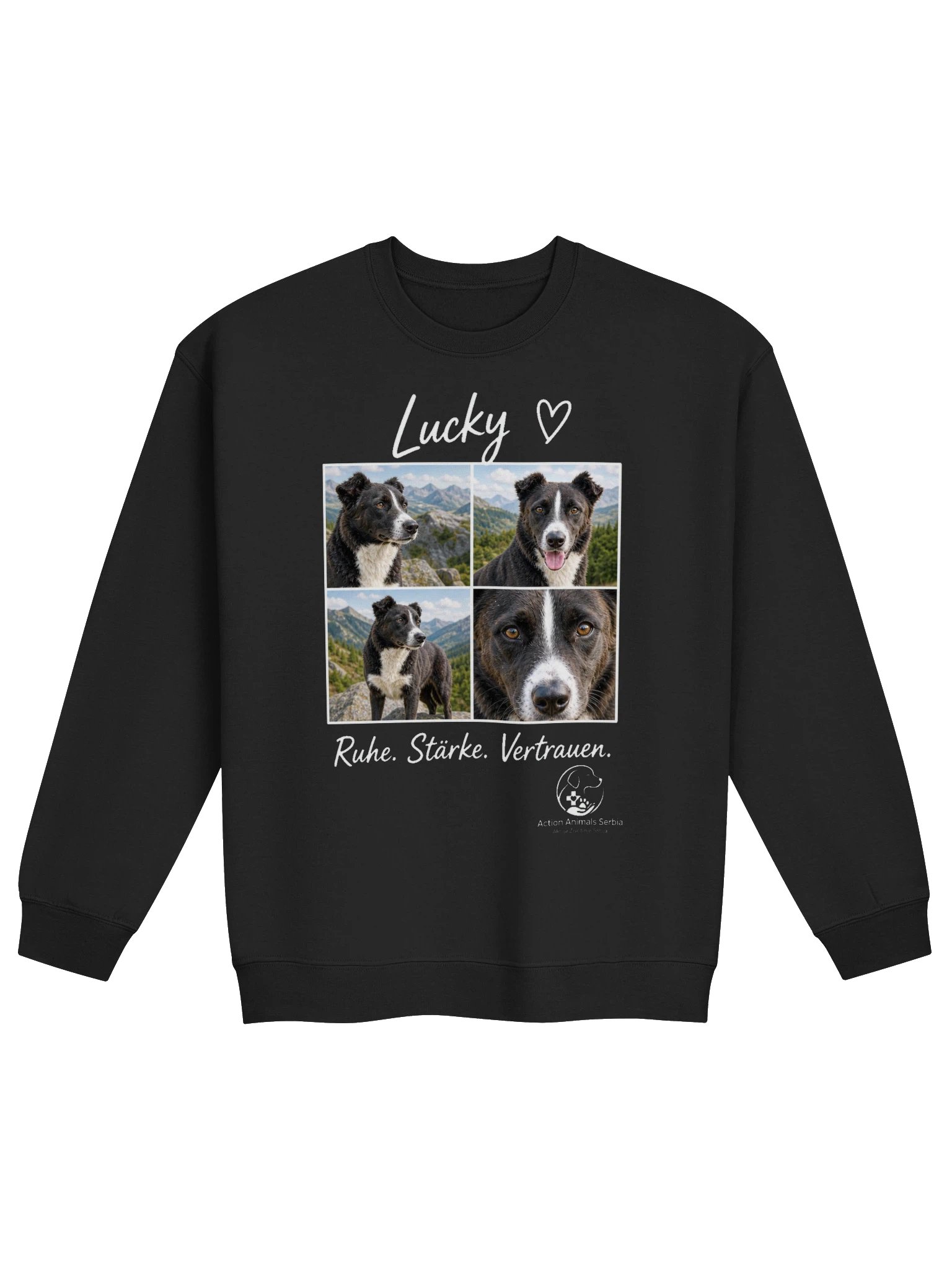 Lucky – Ruhe. Stärke. Vertrauen. | Vier-Bilder-Crewneck product image (1)