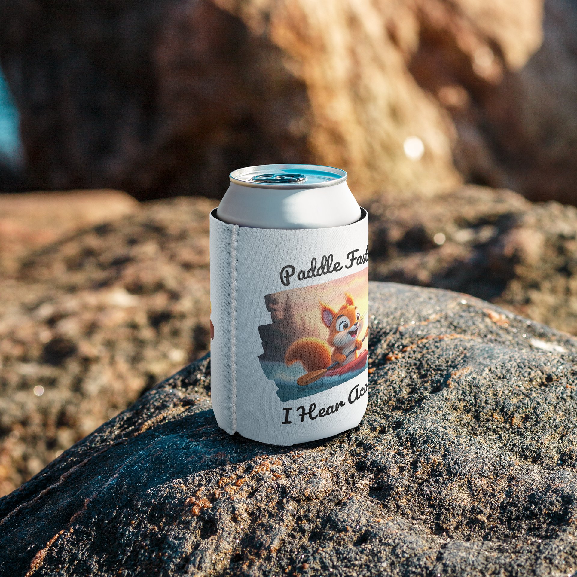 Paddle Faster, I Hear Acorns – Funny Kayaking Red Squirrel Coozie Can Cooler product image (7)