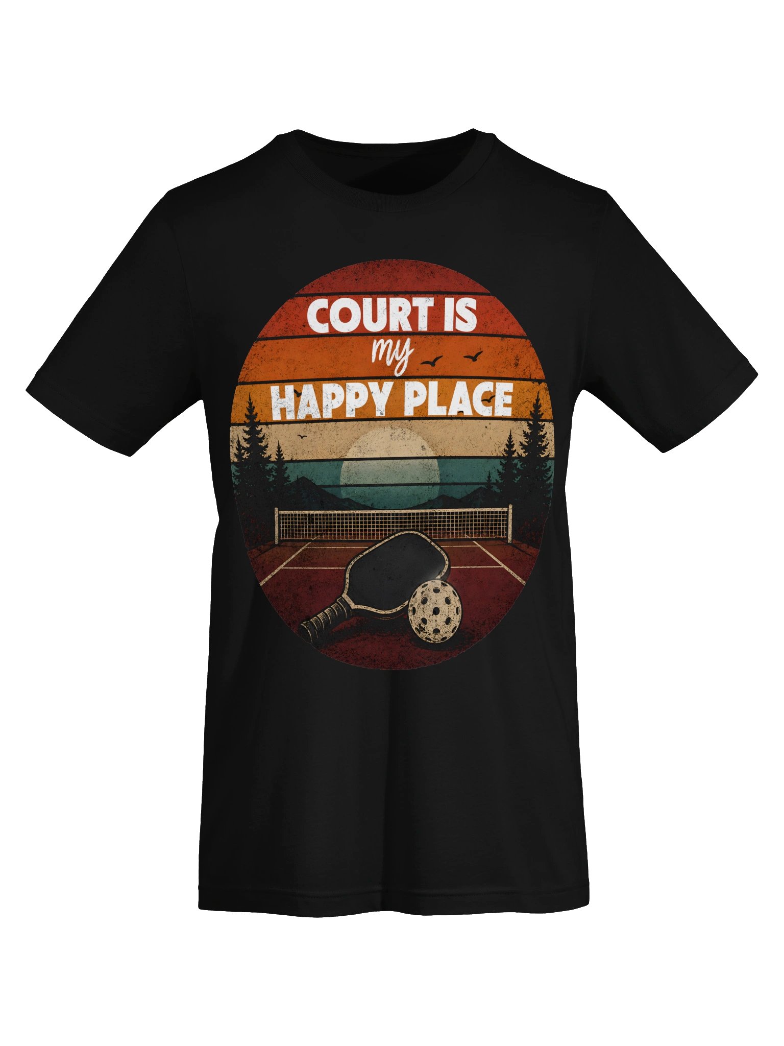 Court Is My Happy Place Pickleball Shirt – Funny Pickleball Tee product image (5)