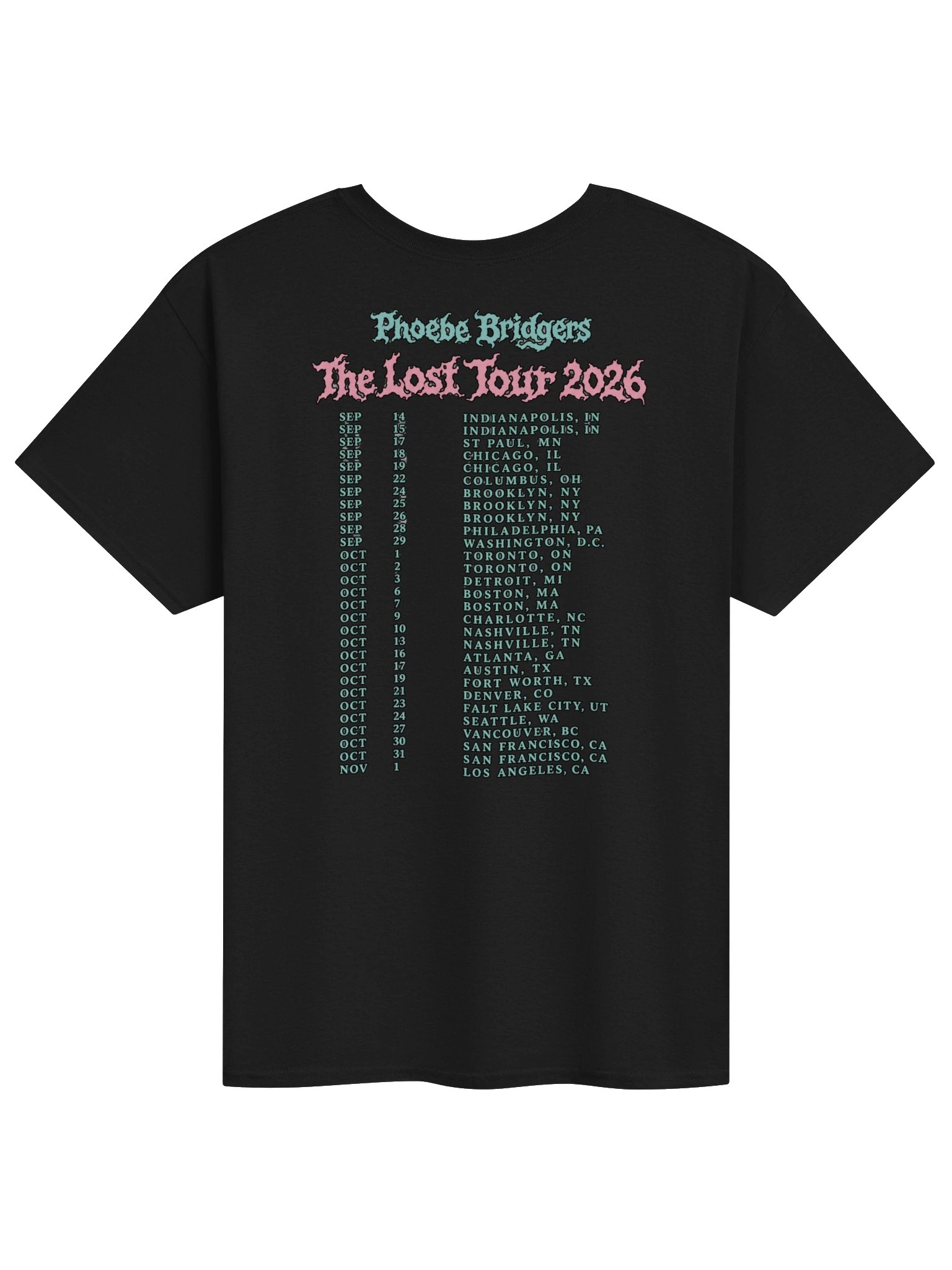 Phoebe Bridgers The Lost Tour 2026 Lost Weekend T-Shirt product image (2)