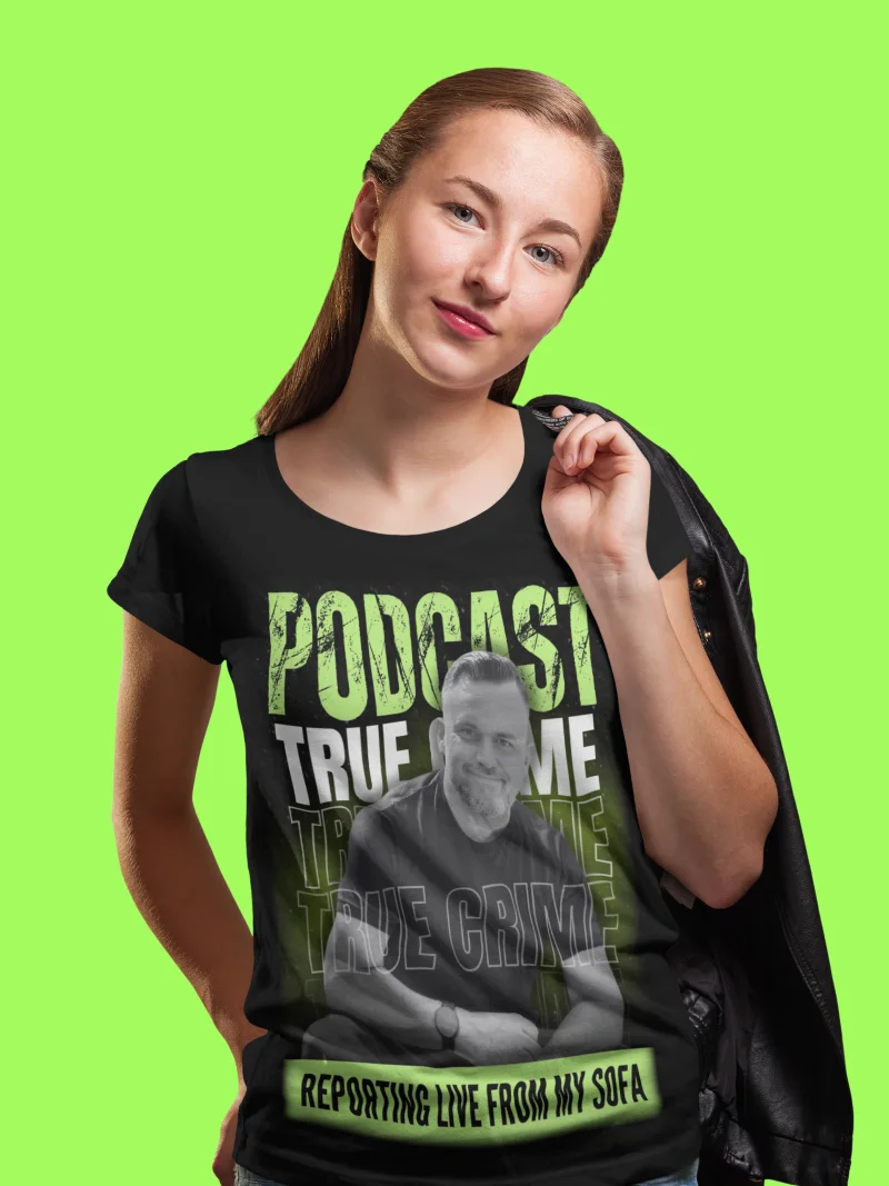 Reporting Live From My Sofa Podcast Portrait T-shirt product image (12)