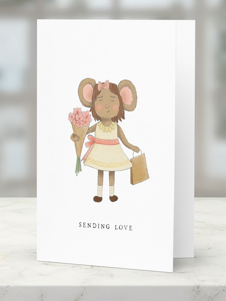 Sending Love Mouse Girl Bearing Gifts Card product image (1)