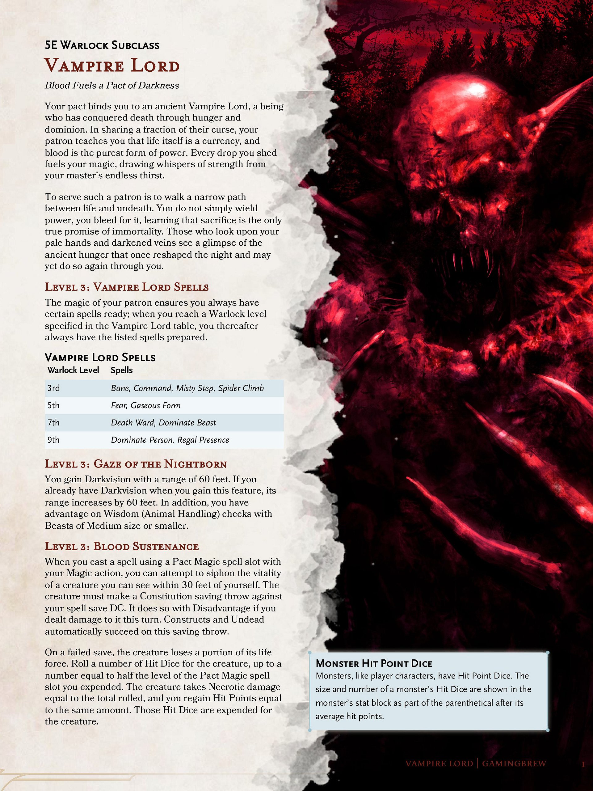 Vampire Lord | 5.5E Warlock Subclass product image (2)