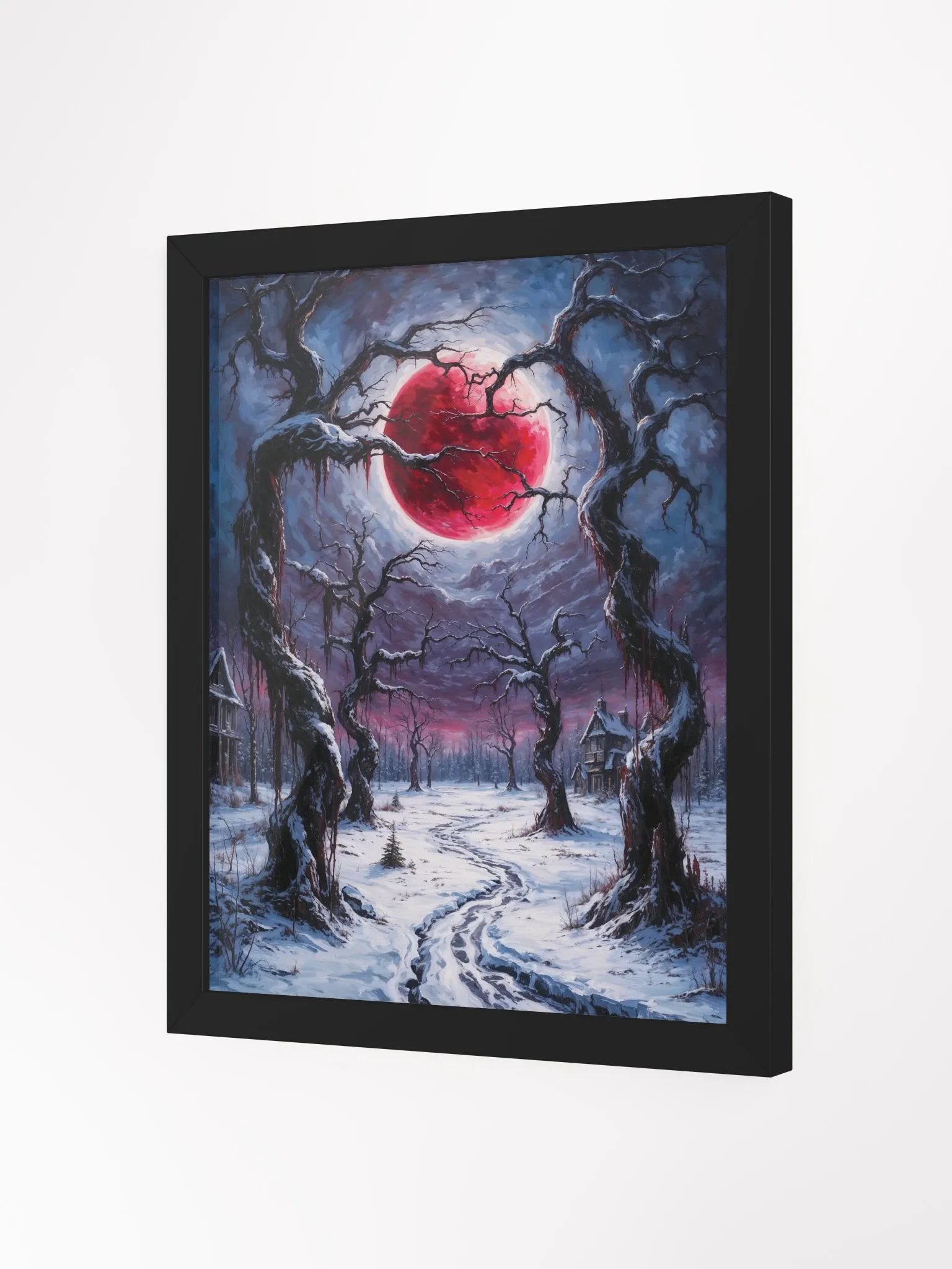 Crimson Moonlit Winter Framed Print product image (6)