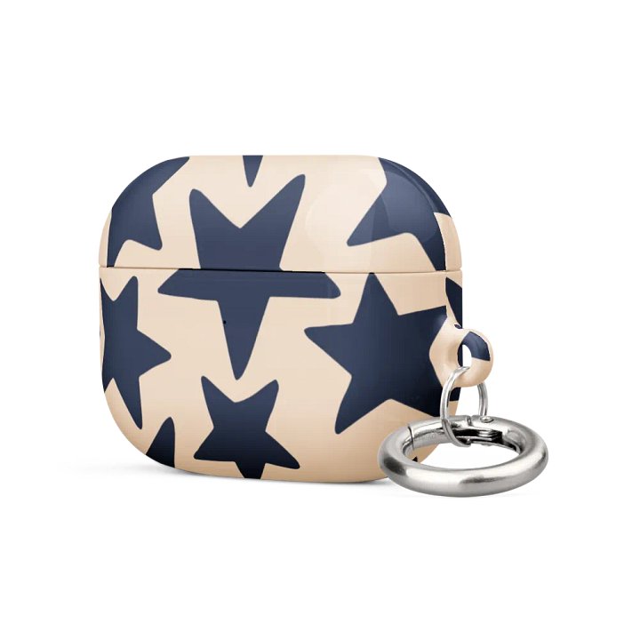 Navy & Light Beige Big Ol' Stars Airpods Case product image (9)