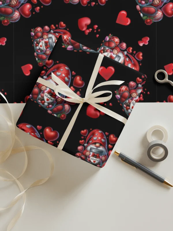 Be Mine Valentine Gnome Wrapping paper set of 3 product image (3)