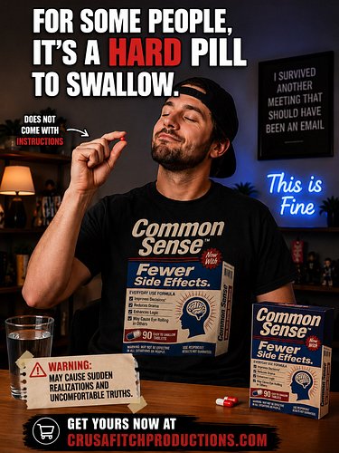 Common Sense™
Now with fewer side effects.
Unfortunately, it’s still out of stock in some places. 💊😂
Get yours: crusafitchpro...