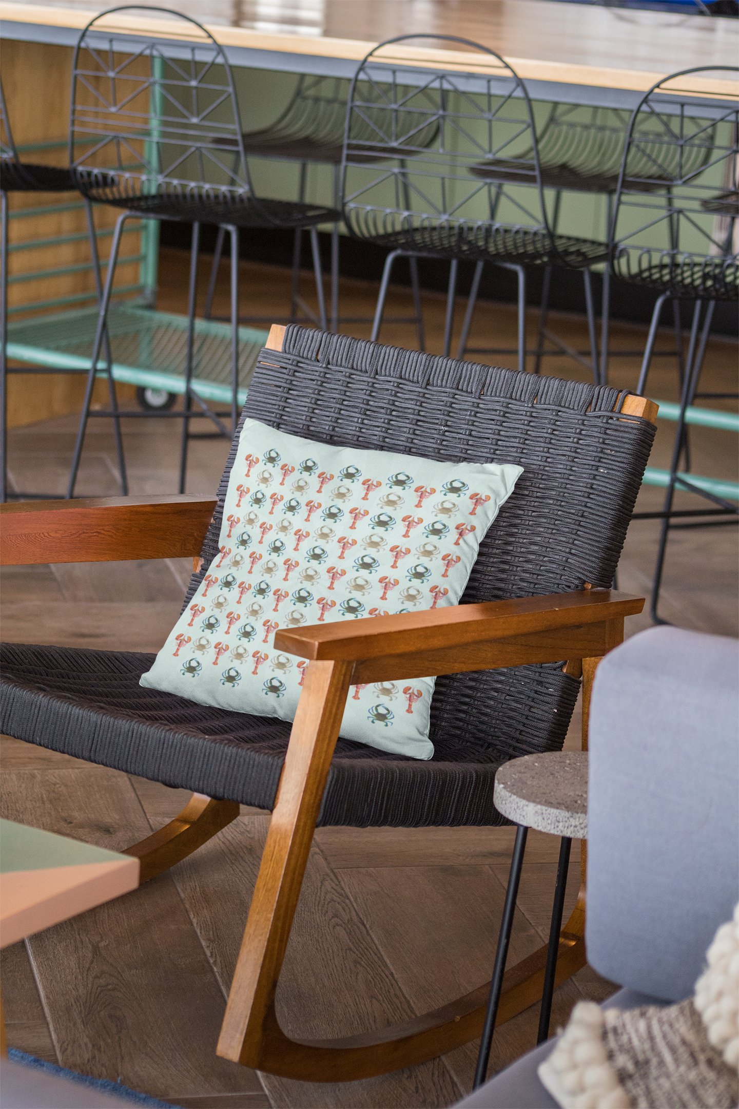 Copy of Crab and Lobster Pale Mint Green Pillow product image (1)