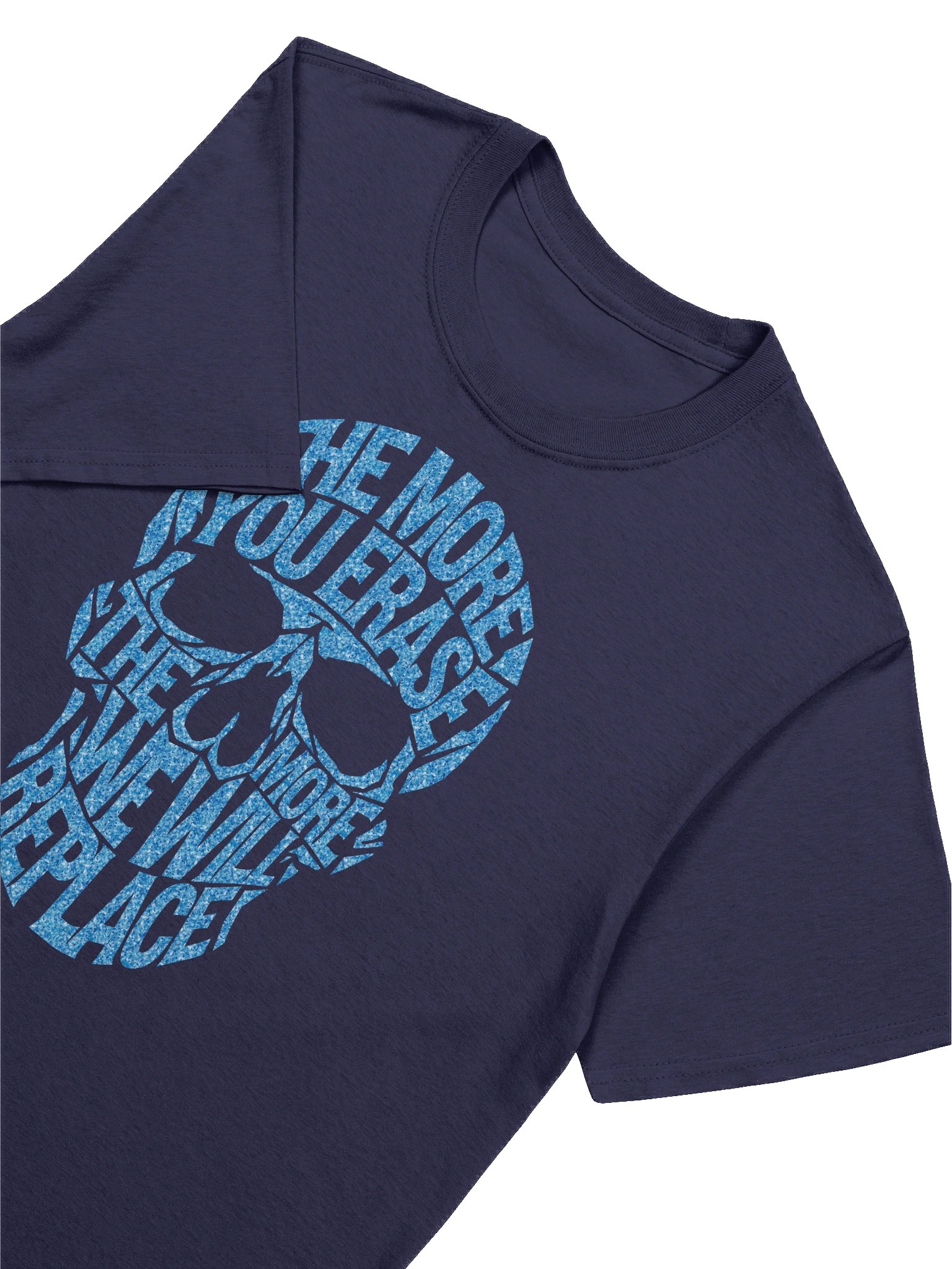 THE MORE YOU ERASE SKULL Graphic T-Shirt Speckled Blue product image (1)