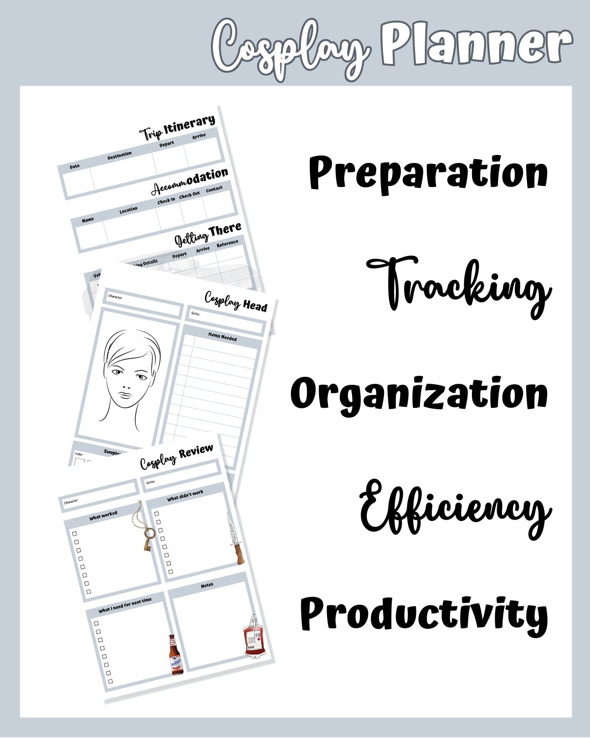 Monster Hunter Cosplay Planner – Grey Edition | 54-Page Printable PDF product image (4)